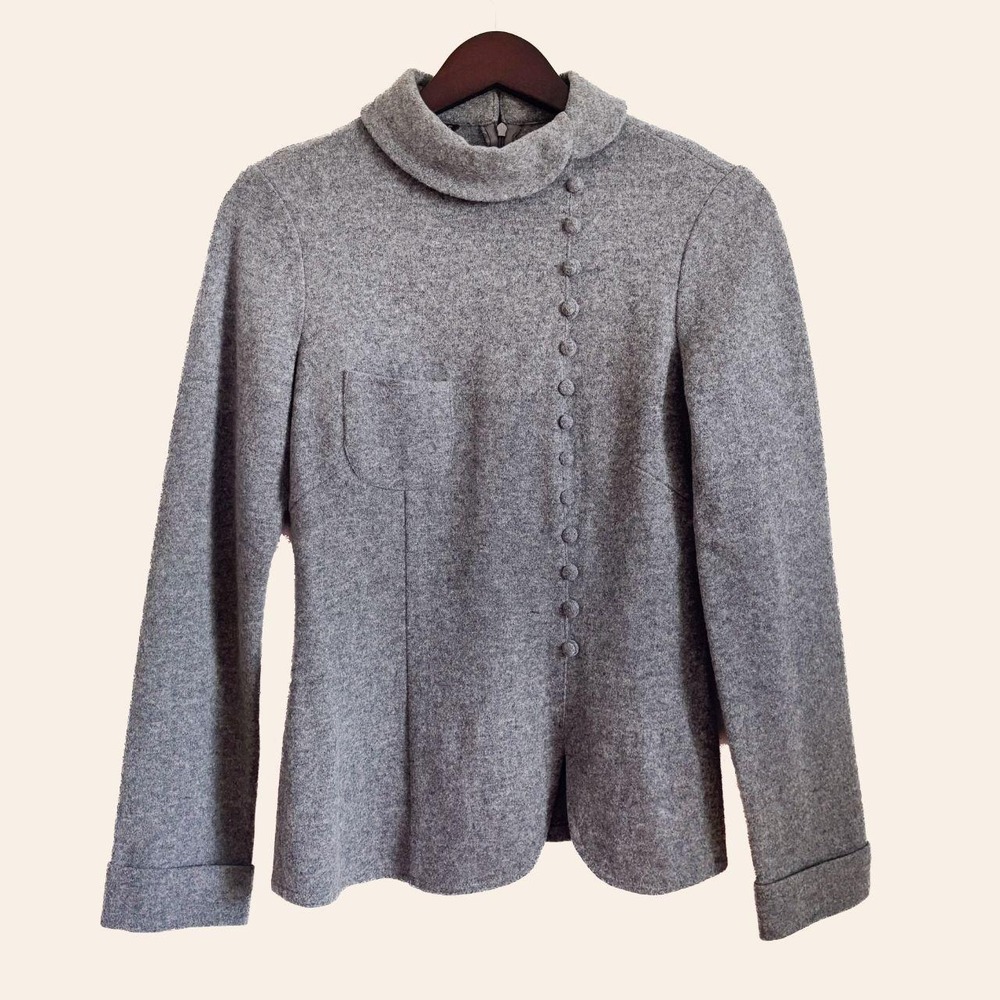 Vintage Variance Annas Gray Wool Button Detail Jacket